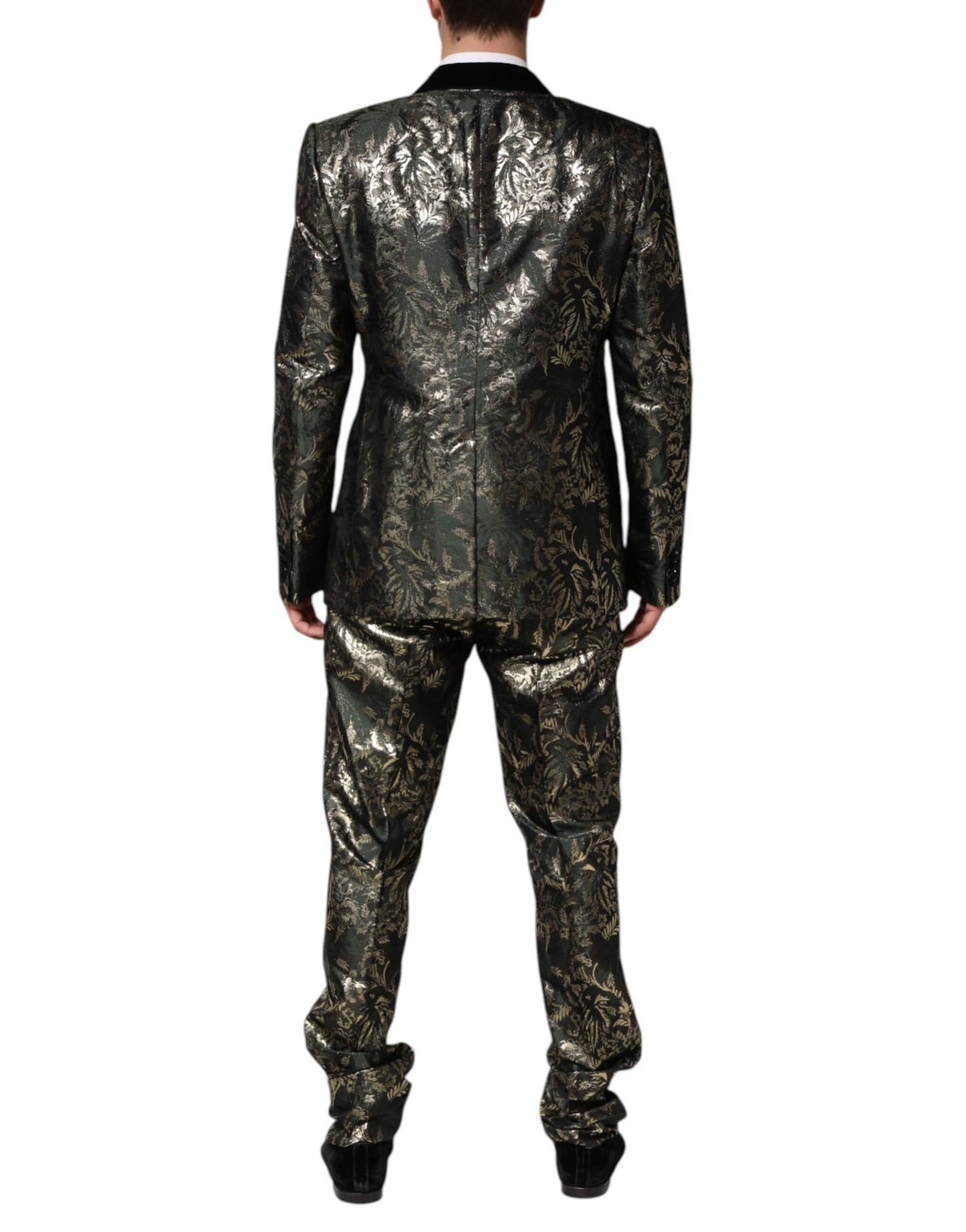 Metallic Floral Jacquard Silk 2 Piece Suit