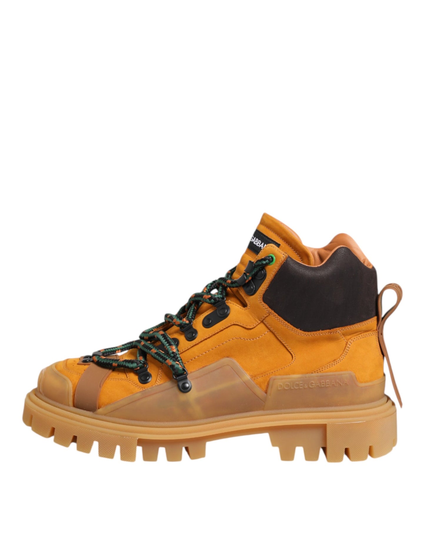 Orange Lace Up Trekking Ankle Boots Shoes