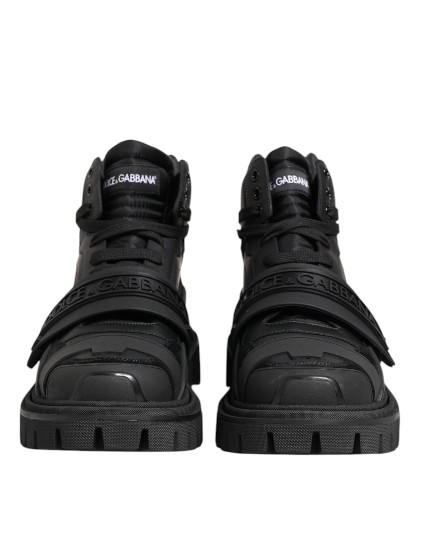 Black Leather Trekking Sneakers Boots Shoes