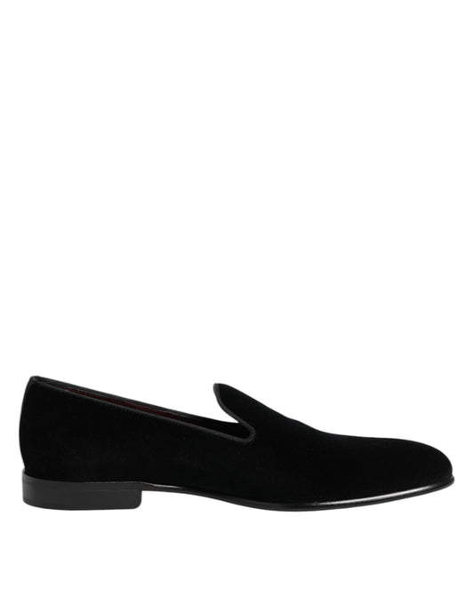Black Velvet Slip On Loafers Men Formal Shoes