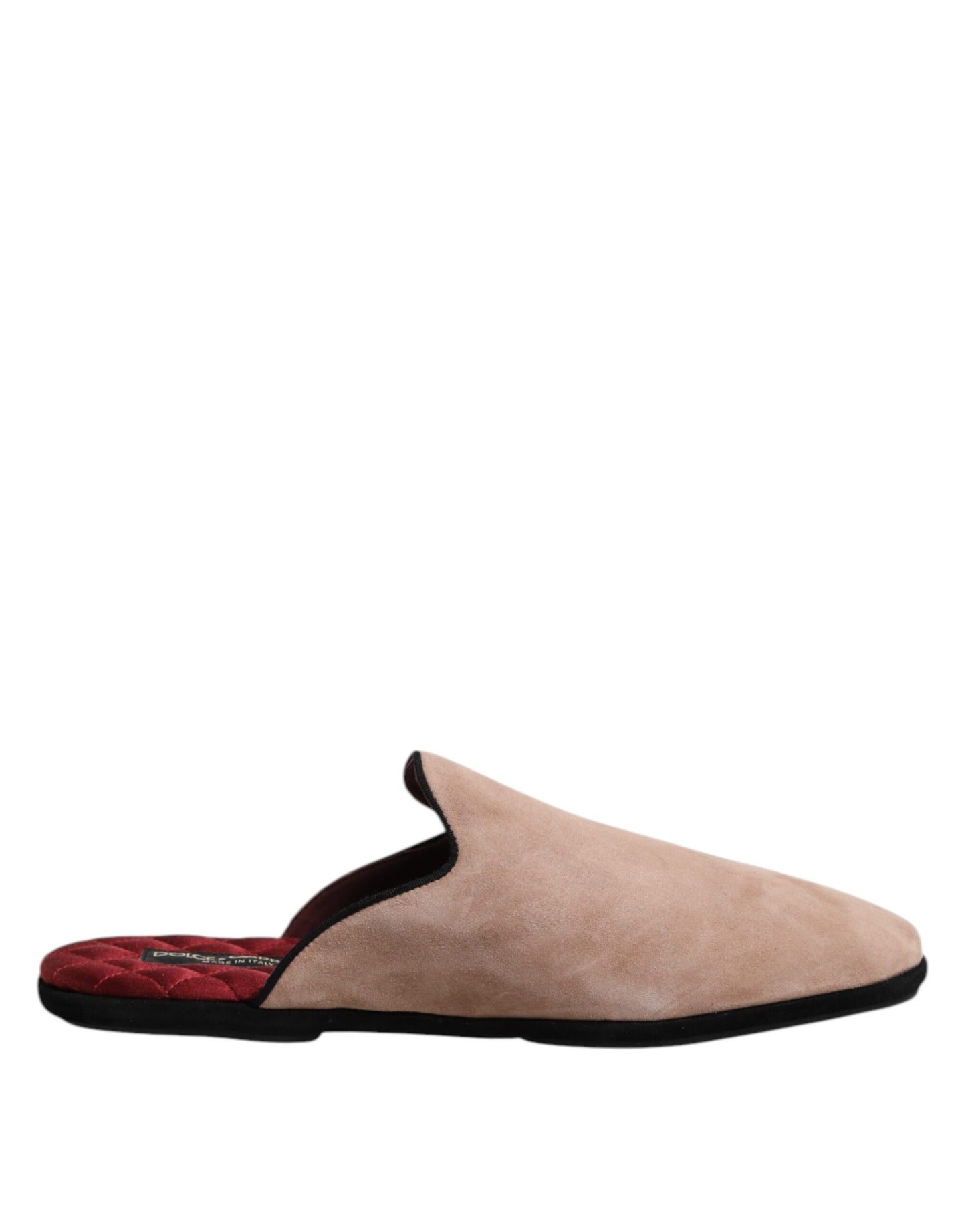 Beige Suede Leather Slides Flat Slipper Shoes