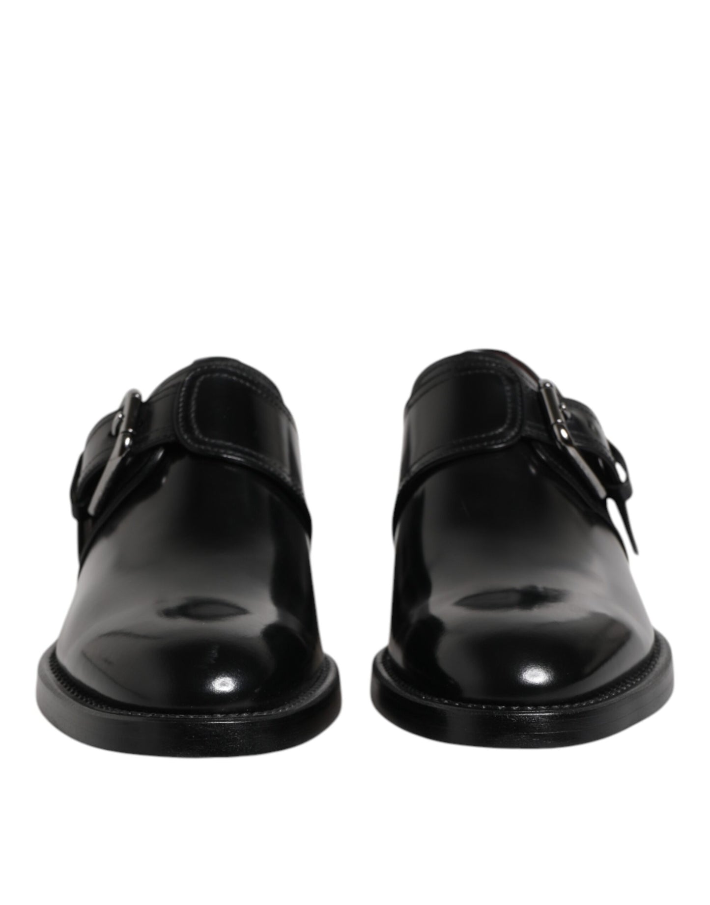 Black Leather Monk Strap Derby Formal Shoes