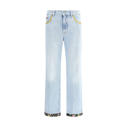 Light Blue Cotton Straight-Leg Jeans