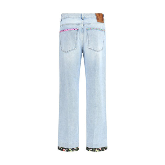 Light Blue Cotton Straight-Leg Jeans