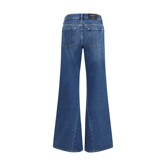 Blue Cotton Flared Jeans