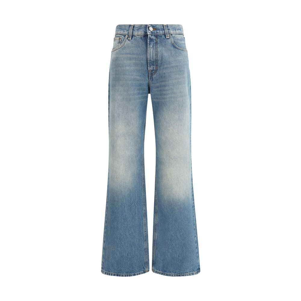 Light Blue Cotton Flared Jeans