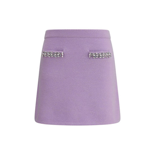 Purple Viscose Mini Skirt