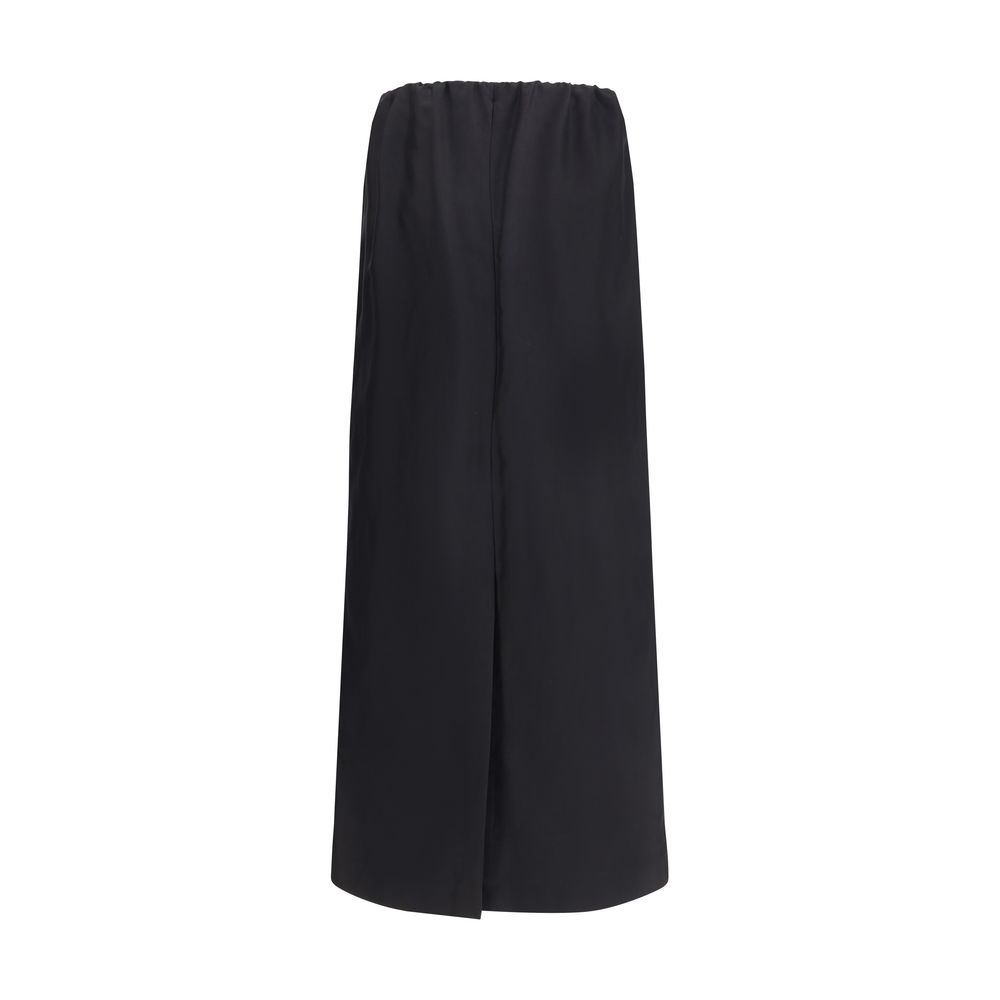 Black Cotton Midi Skirt