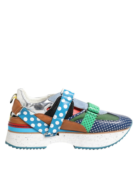 Multicolor Leather Low Top Sneakers Shoes