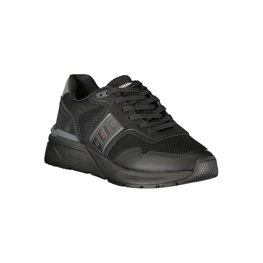 Black Polyester Mens Sneaker