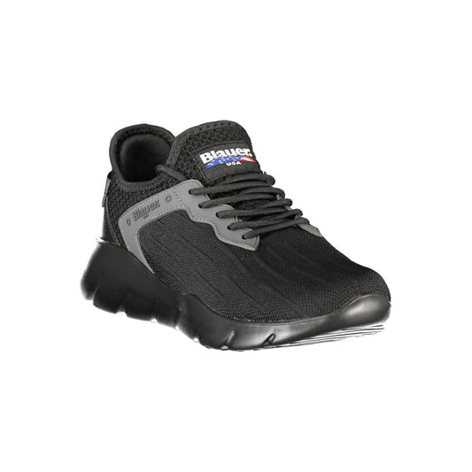 Black Polyester Men Sneaker