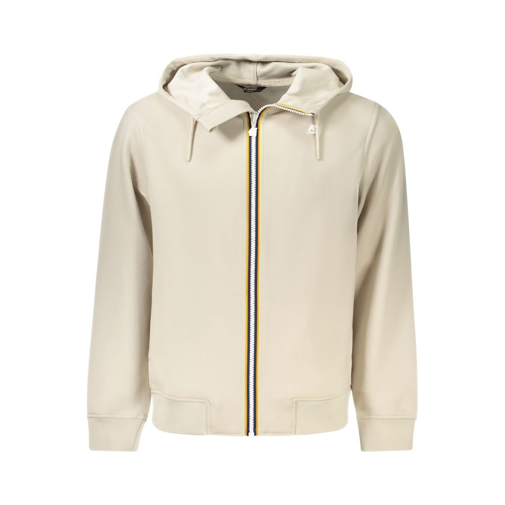 Beige Polyester Men Sweater Hooded