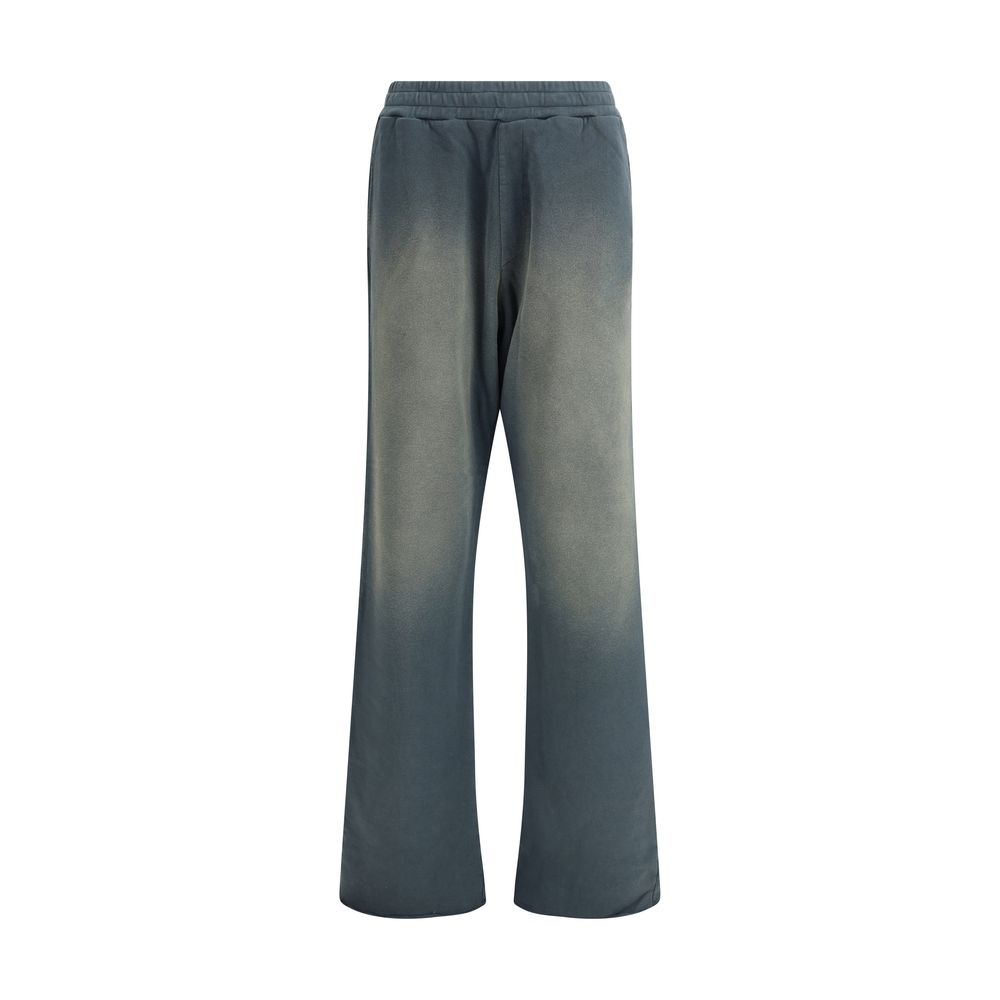 Blue Cotton Casual Pants