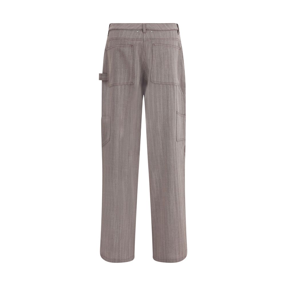 Brown Fleece Wool Casual Pants
