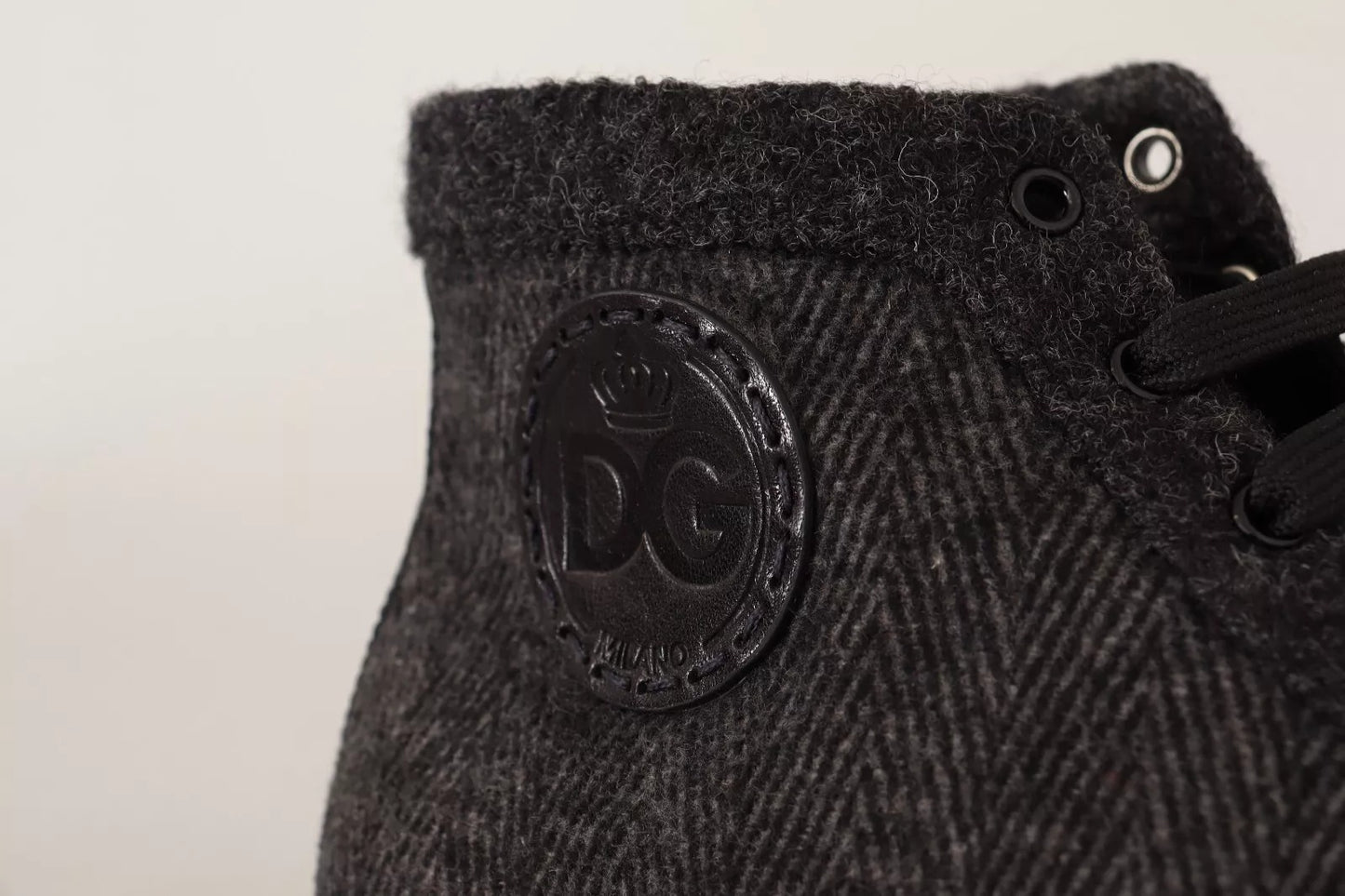 Gray Wool Cotton Casual High Top Sneakers