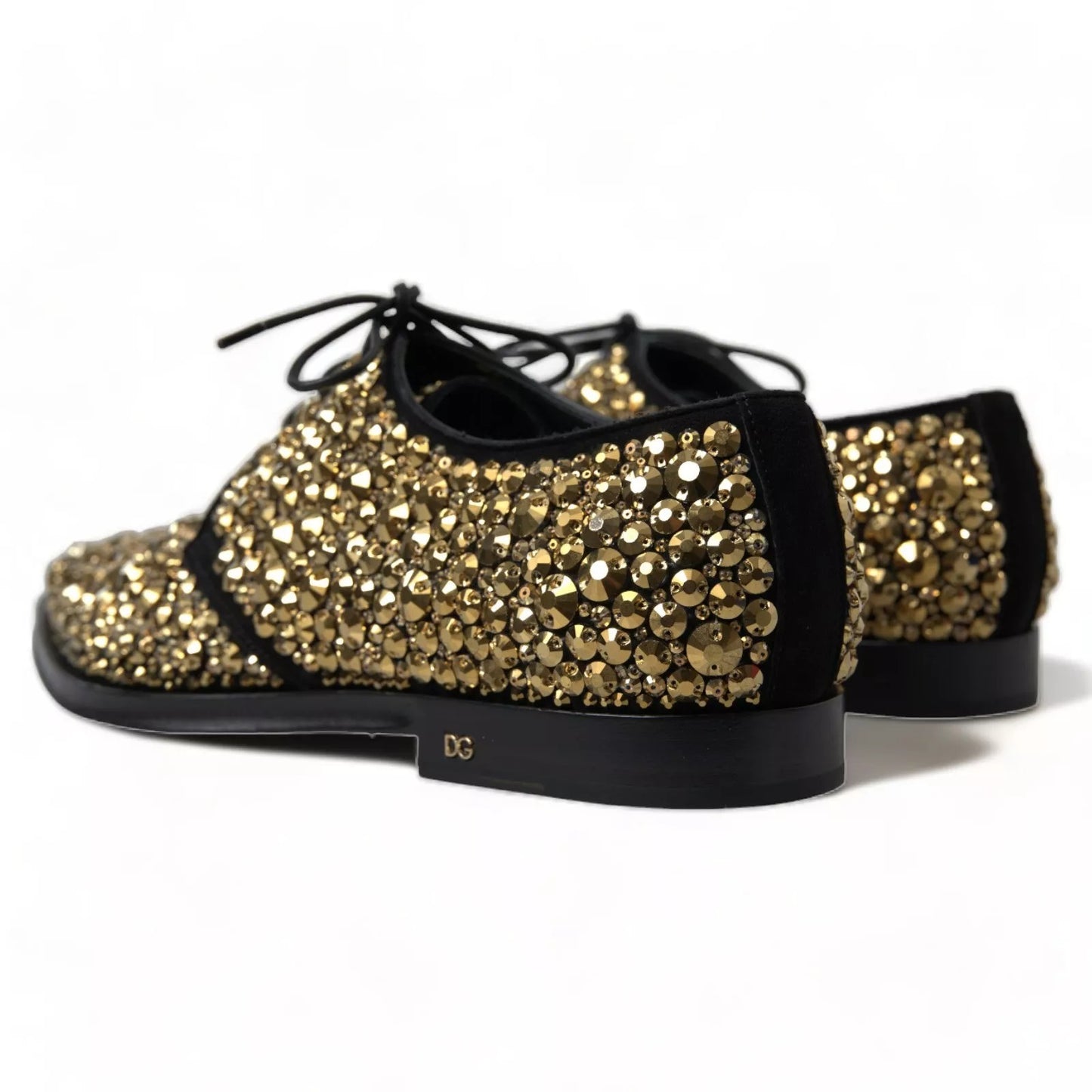 Black Gold Embellished Derby Shoes