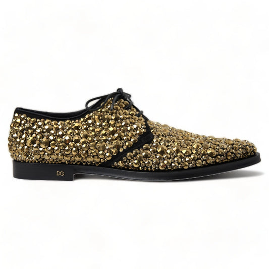 Black Gold Embellished Derby Shoes