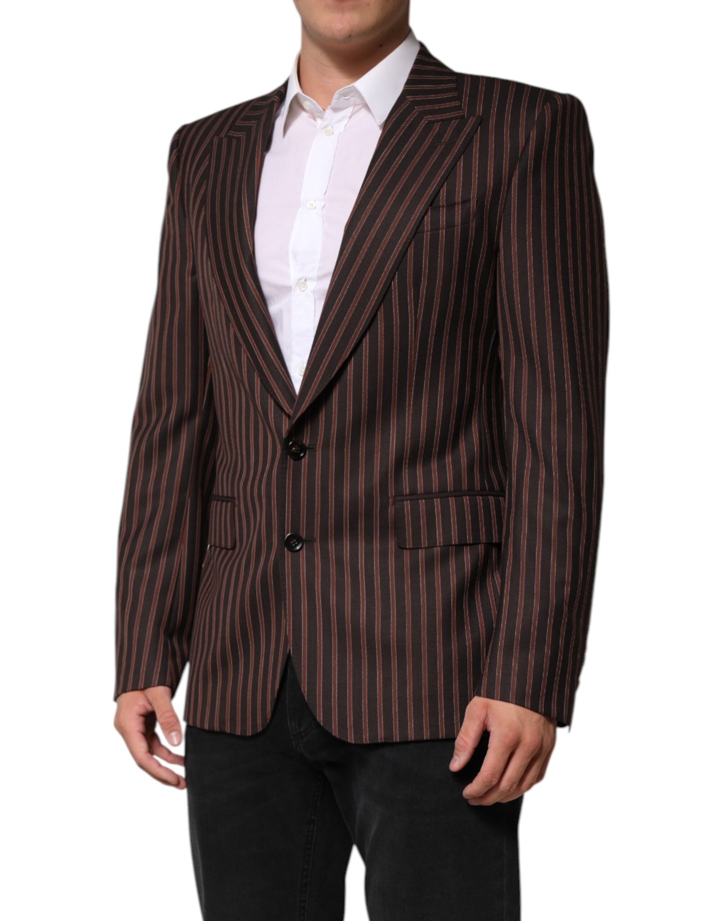 Black Brown Stripe Single Breasted Blazer