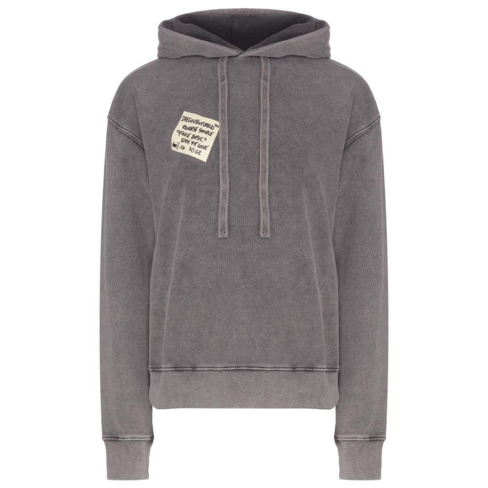 Gray Cotton Men Hoodie