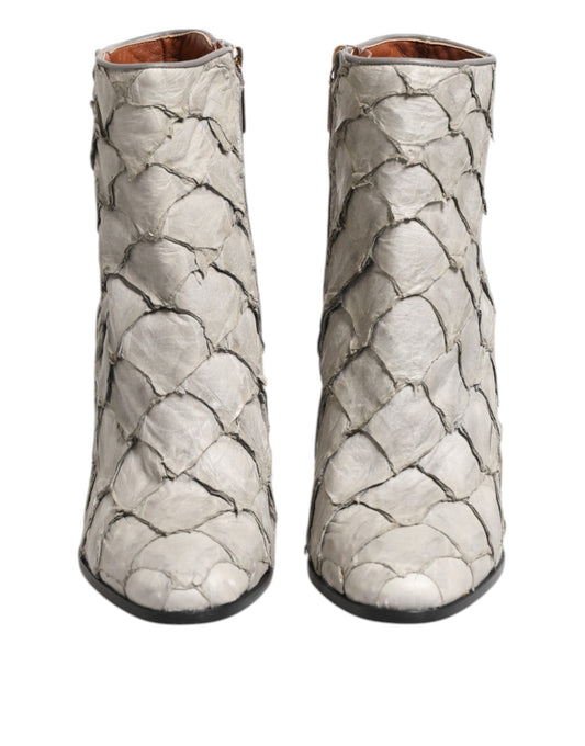 Off White Leather Heels Ankle Boots Shoes