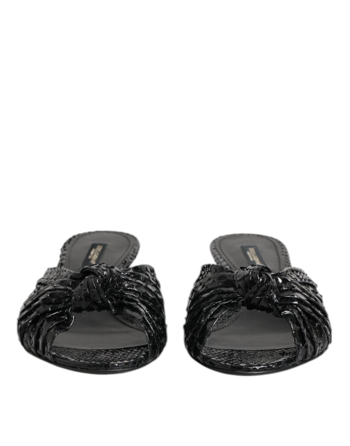 Black Leather Heels Slides Sandals Shoes
