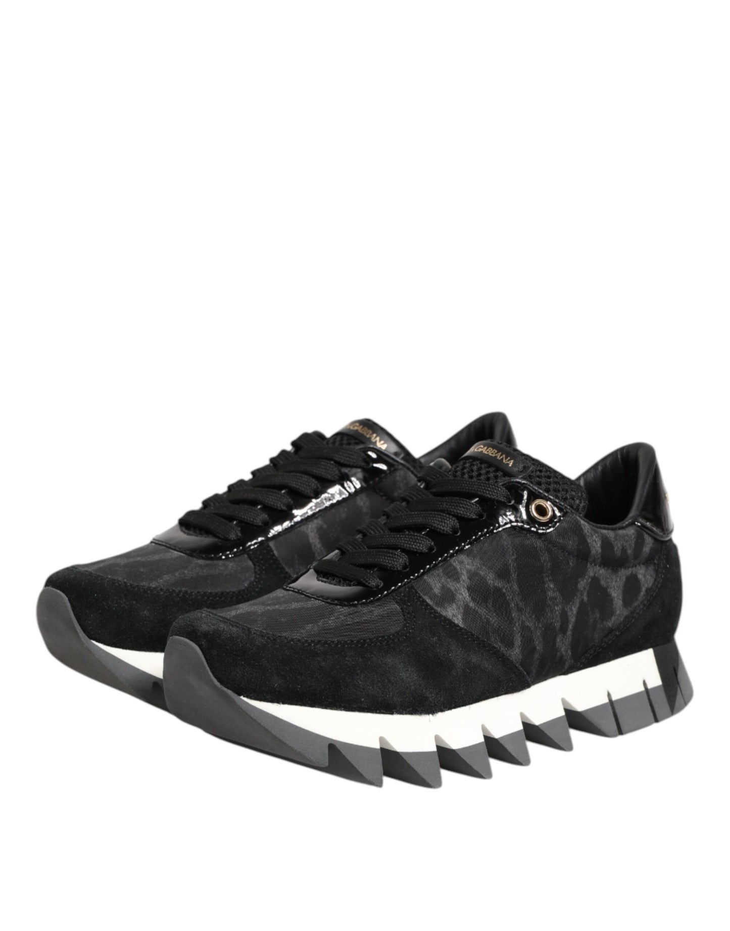Black Gray Leopard Low Top Sneakers Shoes