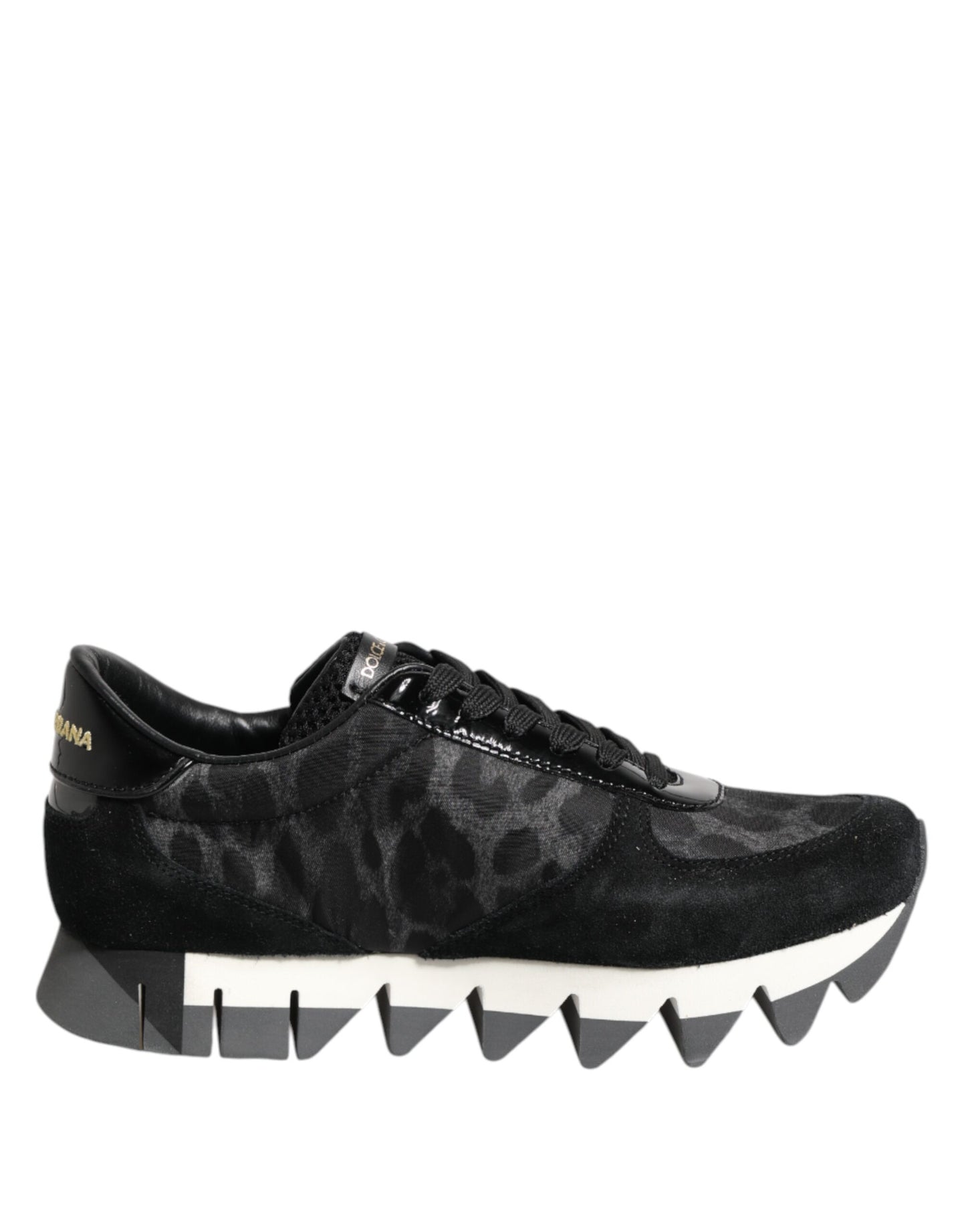 Black Gray Leopard Low Top Sneakers Shoes