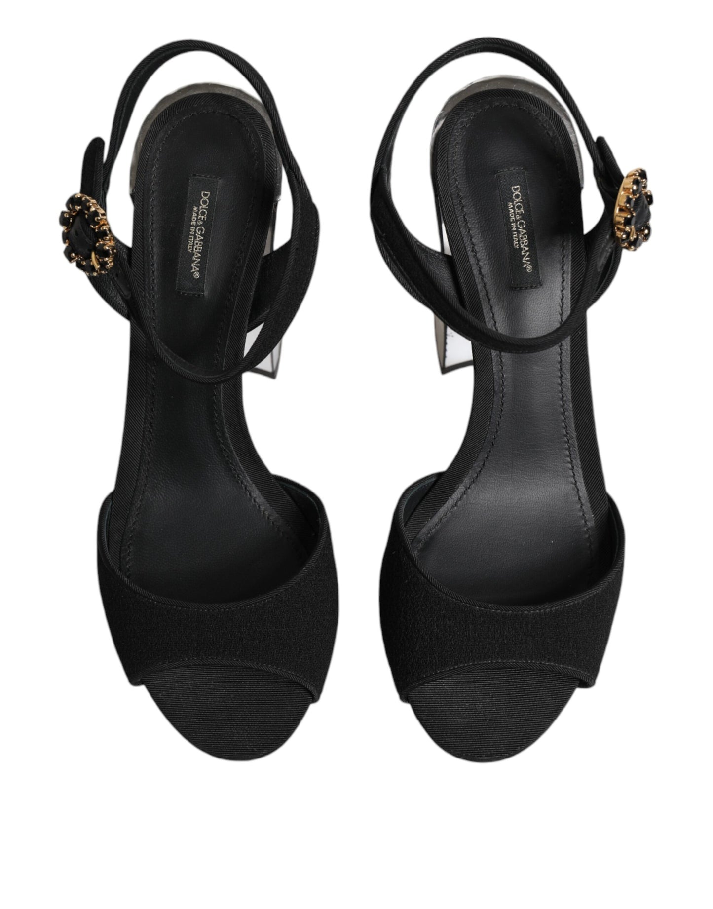 Black Crystal Ankle Strap Keira Sandal Shoes