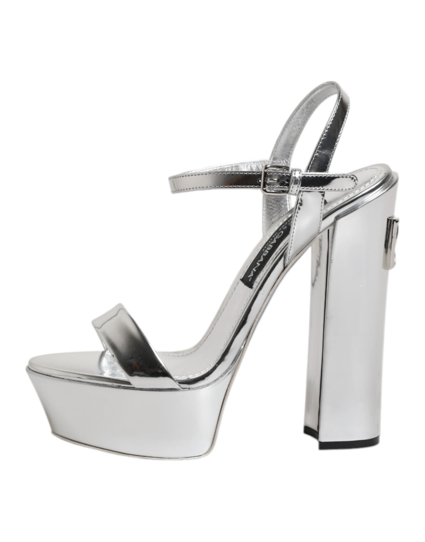 Silver Leather Platform Keira Sandals Shoes