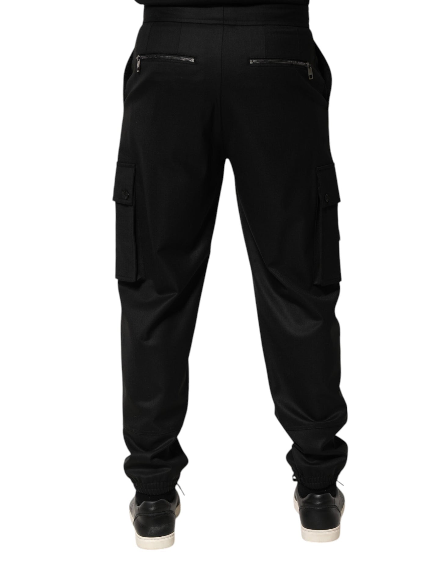 Solid Black Cargo Jogger Men Sweatpants Pants