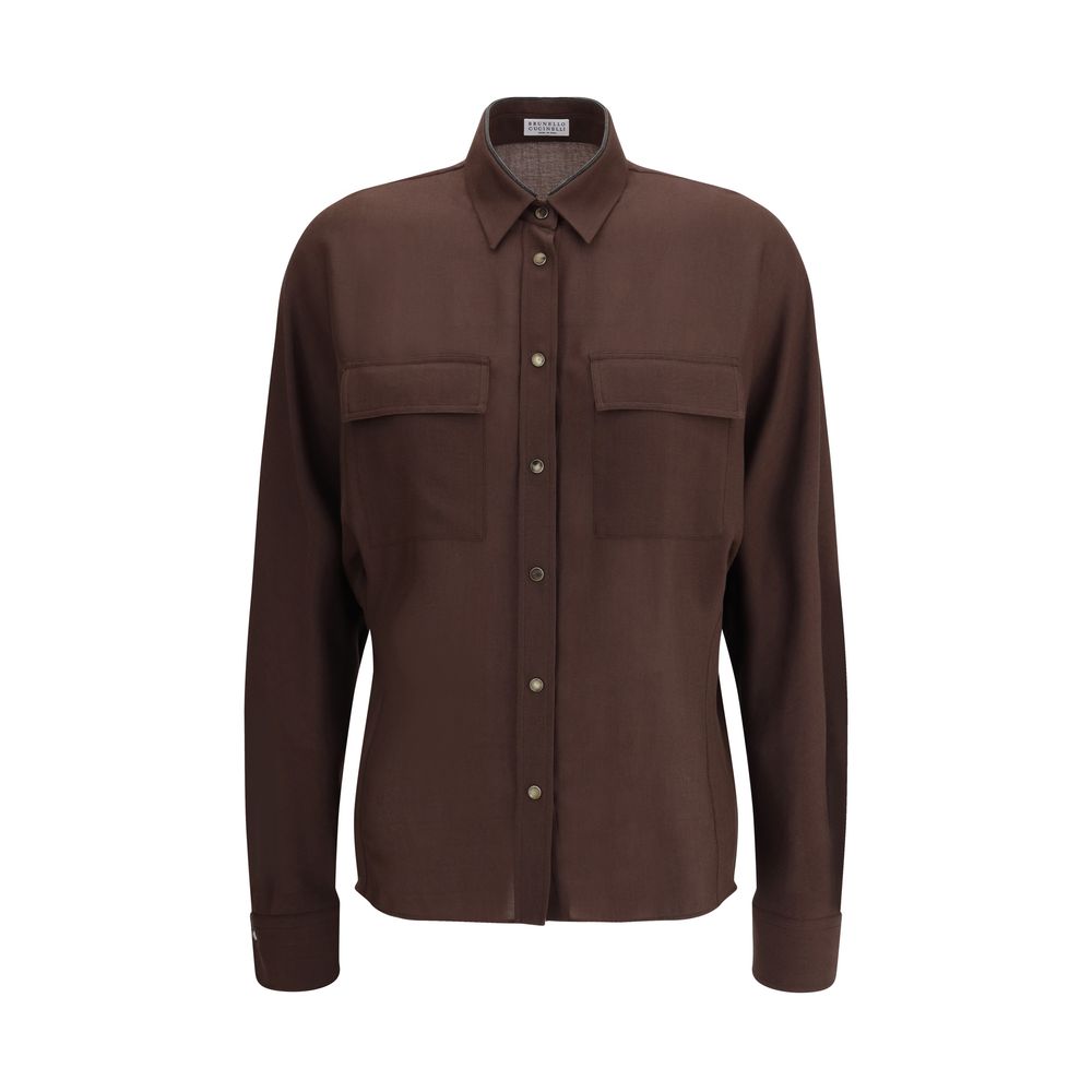 Brown Polyester Dress Shirt