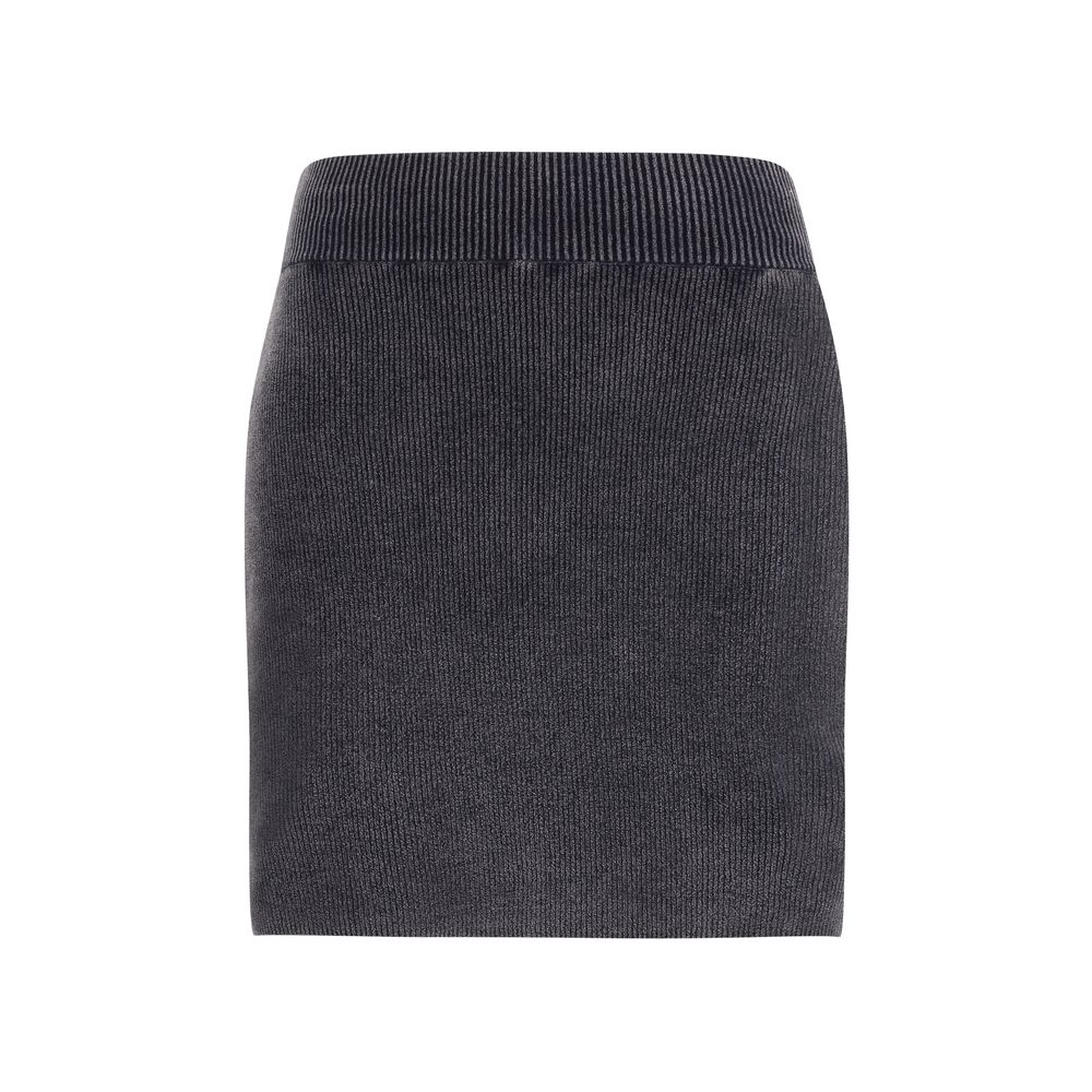 Gray Cotton Mini Skirt