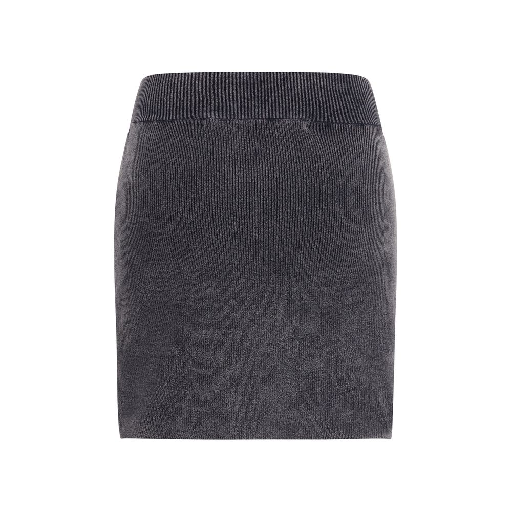 Gray Cotton Mini Skirt