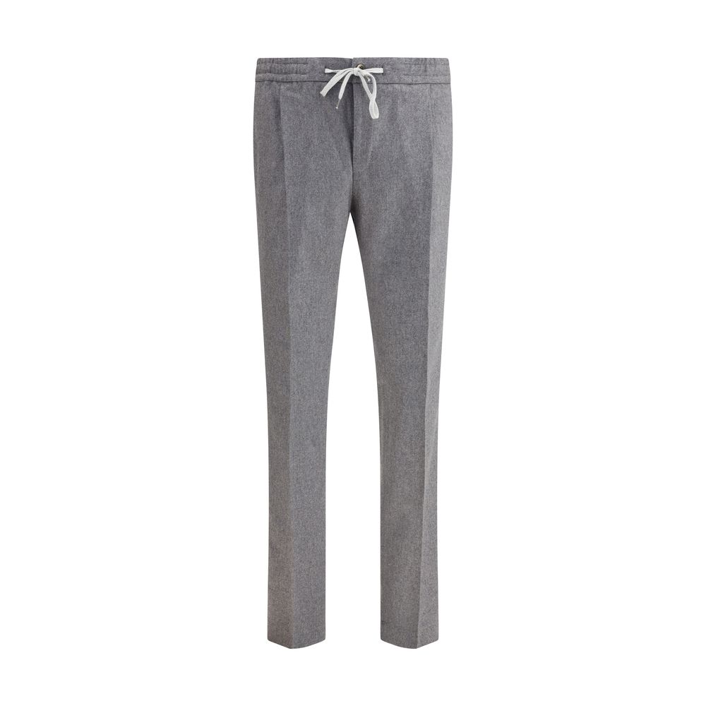 Gray Fleece Wool Casual Pants