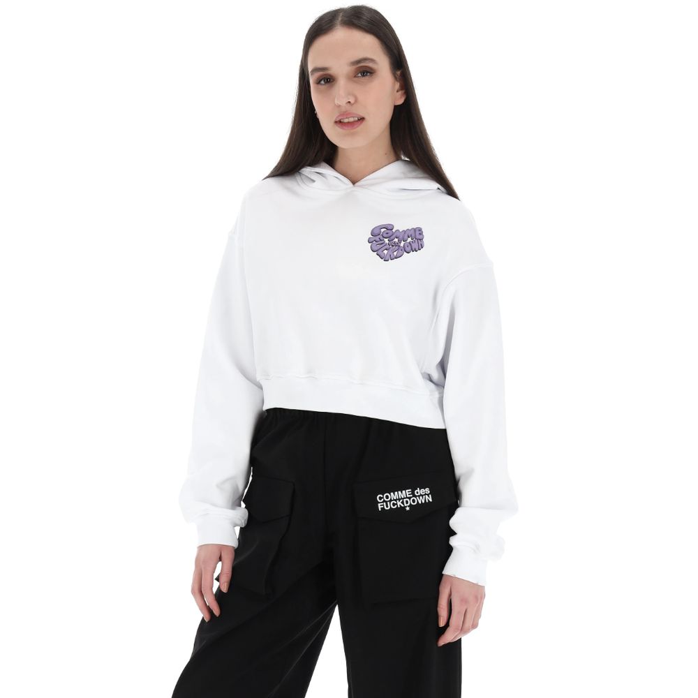 White Cotton Women Sweatshirt