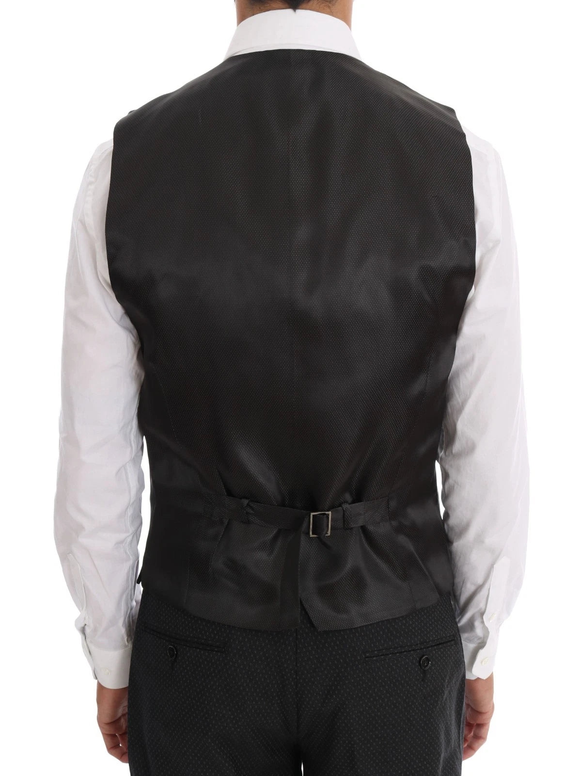 Gray Patterned Wool 3 Piece Slim Suit