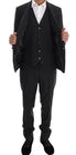 Gray Patterned Wool 3 Piece Slim Suit
