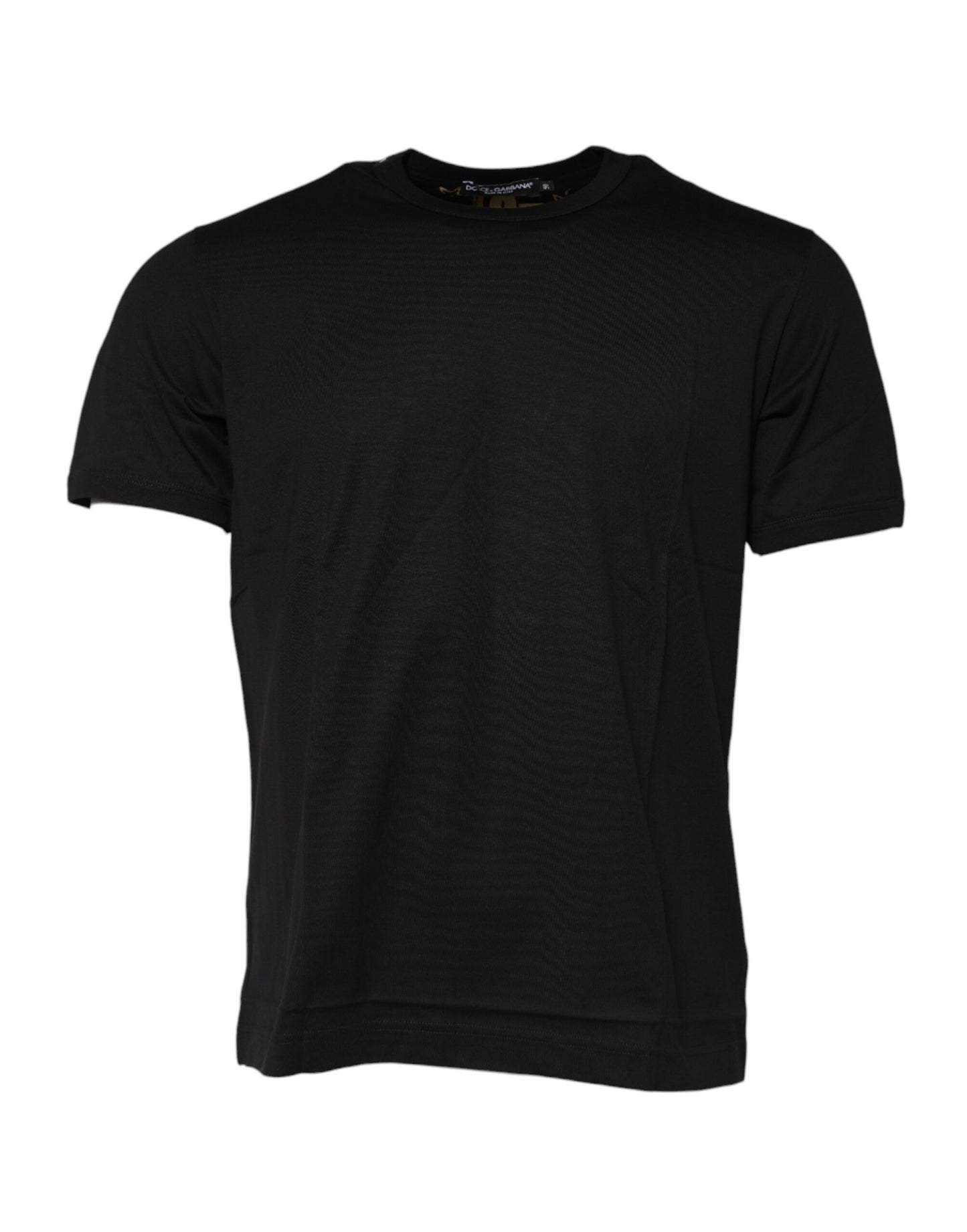 Black Cotton Logo Print Crew Neck T-shirt