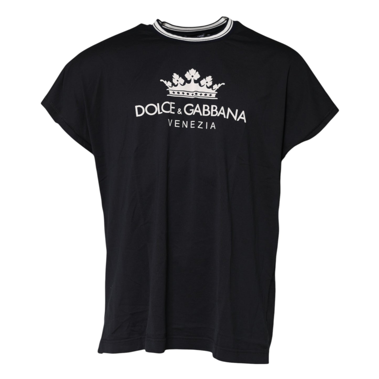 Dark Blue Venezia Crown Cotton Crew Neck T-shirt