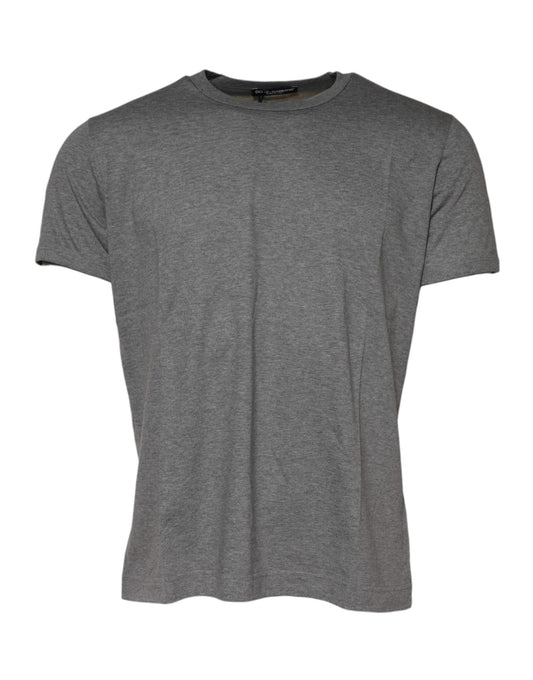 Gray Cotton Crew Neck Short Sleeves T-shirt