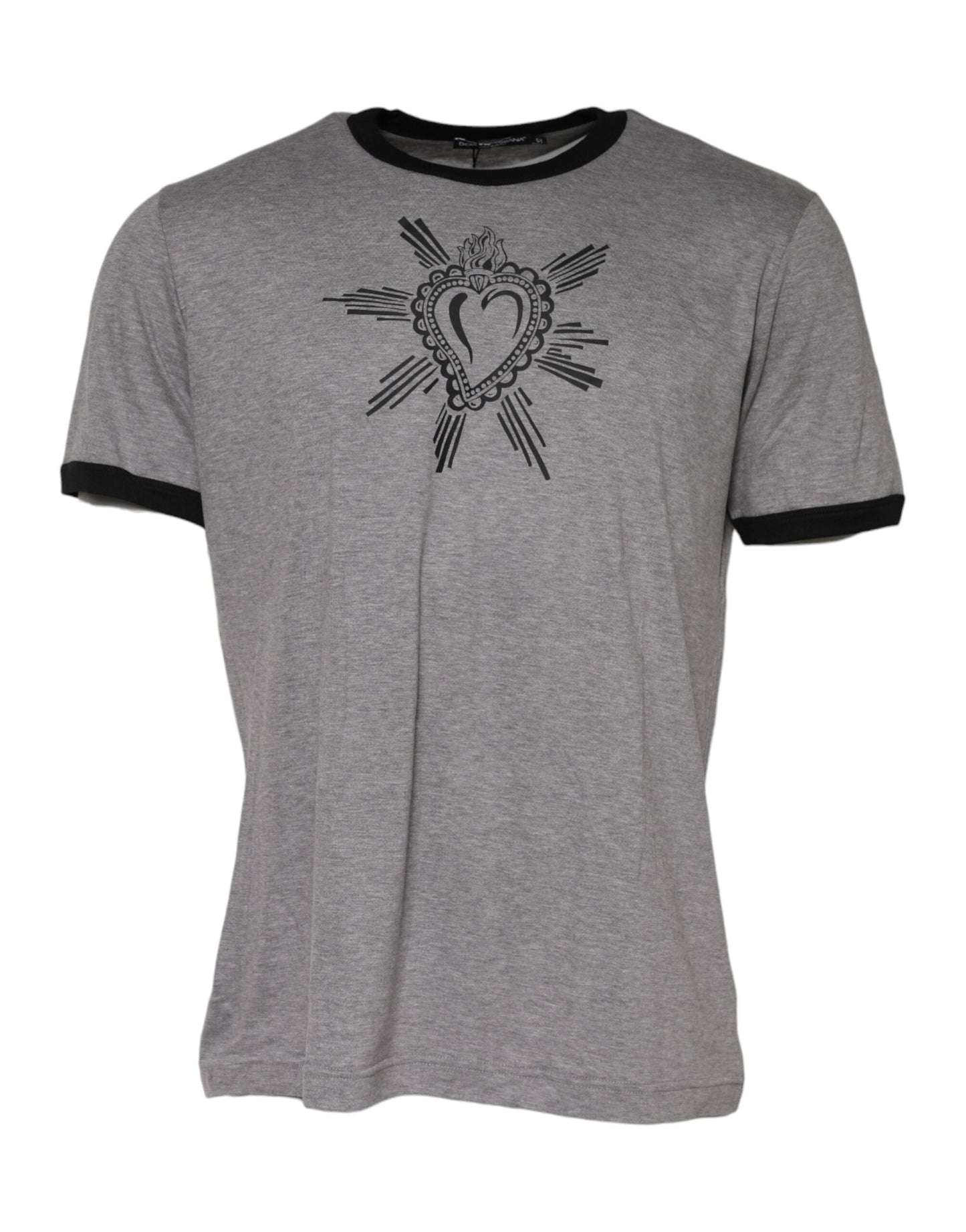 Gray Sacred Heart Cotton Crew Neck T-shirt
