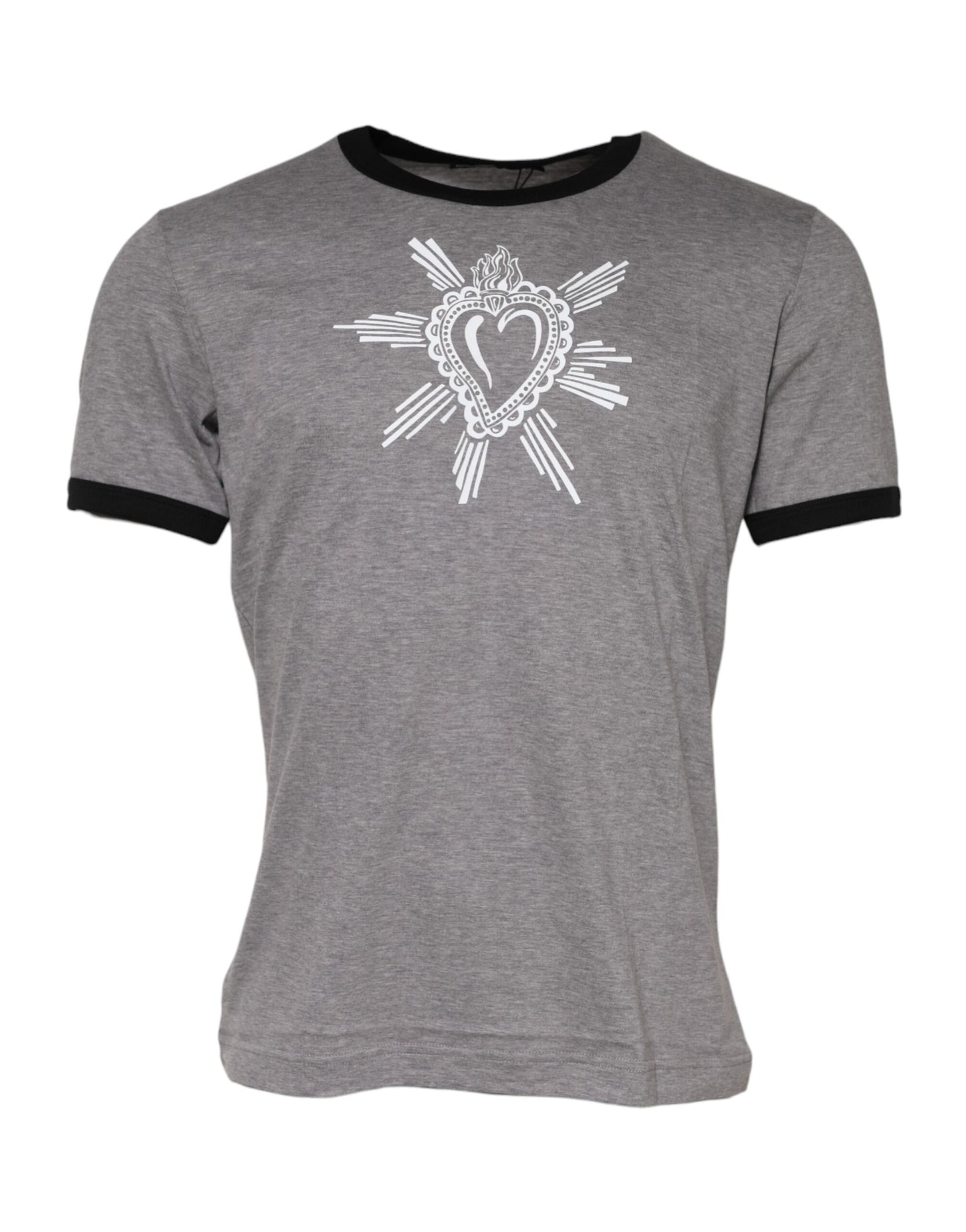 Gray Sacred Heart Cotton Crew Neck T-shirt