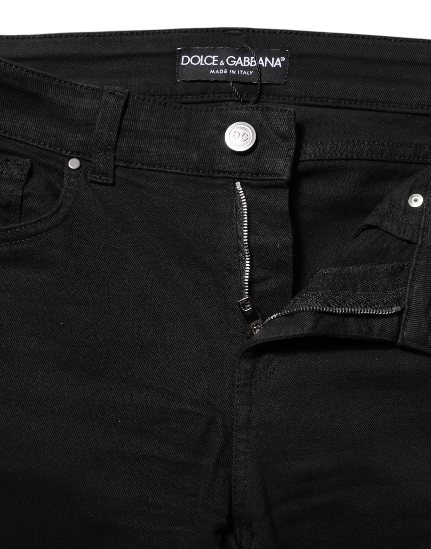 Black Cotton Skinny Mid Waist Denim Jeans
