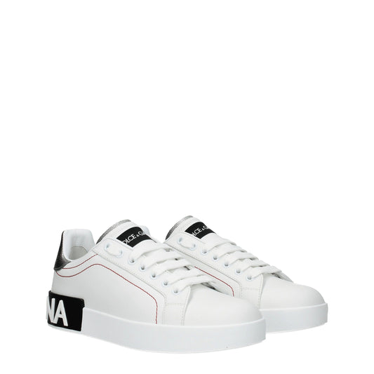 White Leather Low Top Sneakers