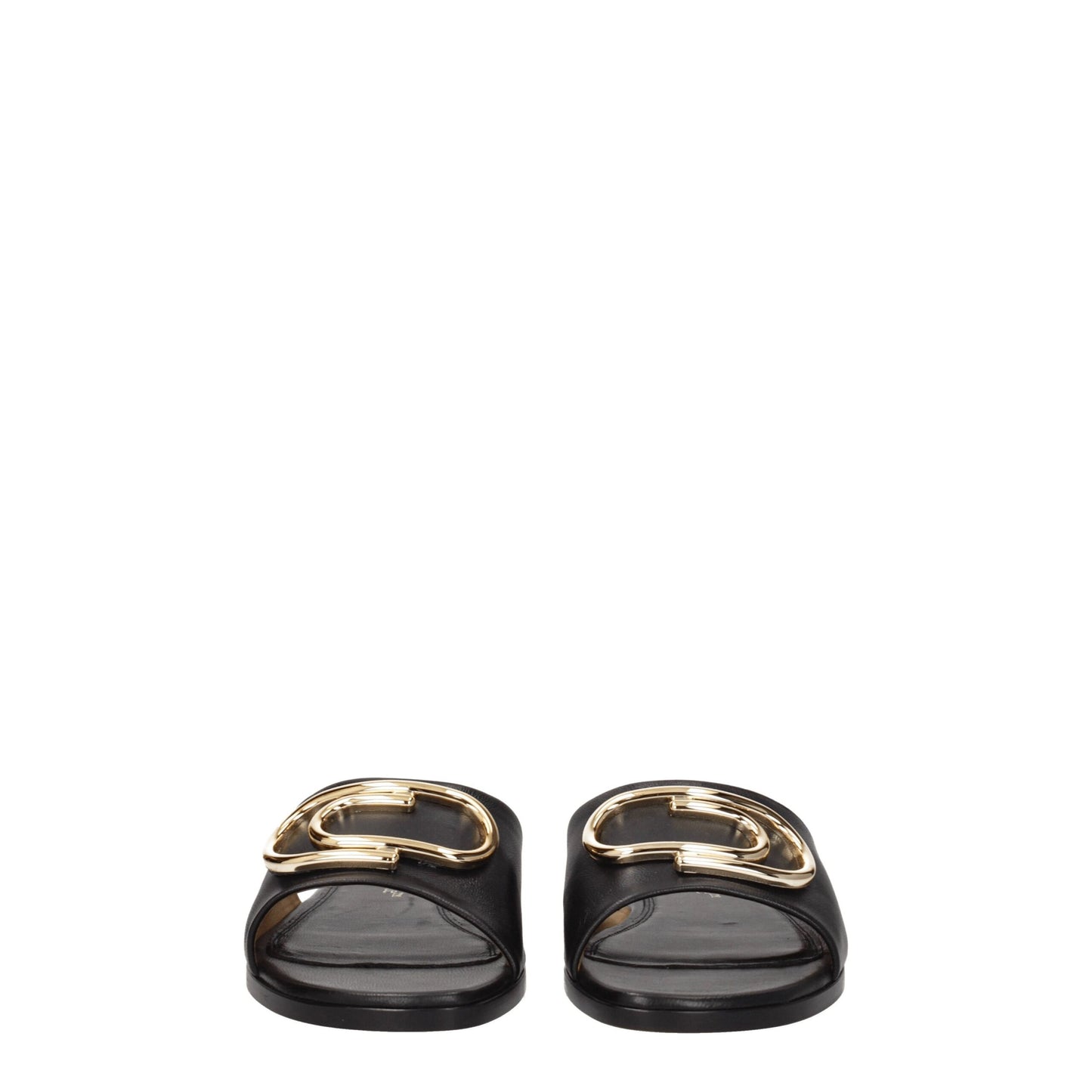 Black Leather Slippers
