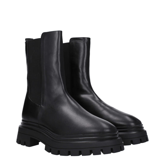 Black Leather Ankle Boots