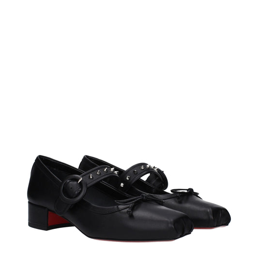 Black Leather Ballet Flats
