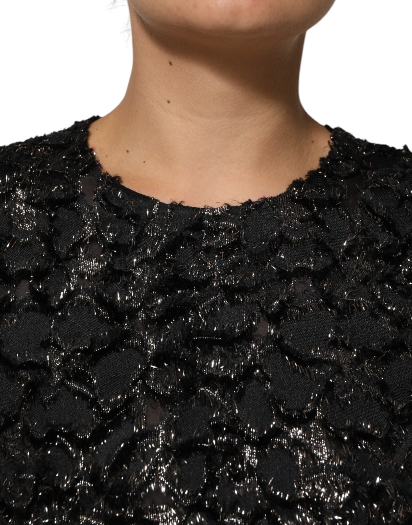 Black Sequin Bouclé Tweed Sheath Dress