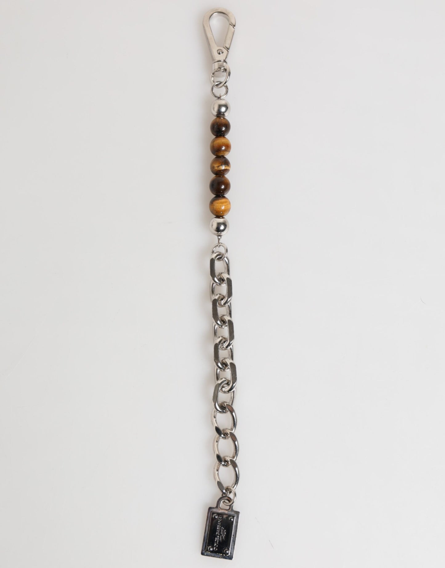 Silver Chain Brass Beaded Lobster Clasp Logo Men Bracelet