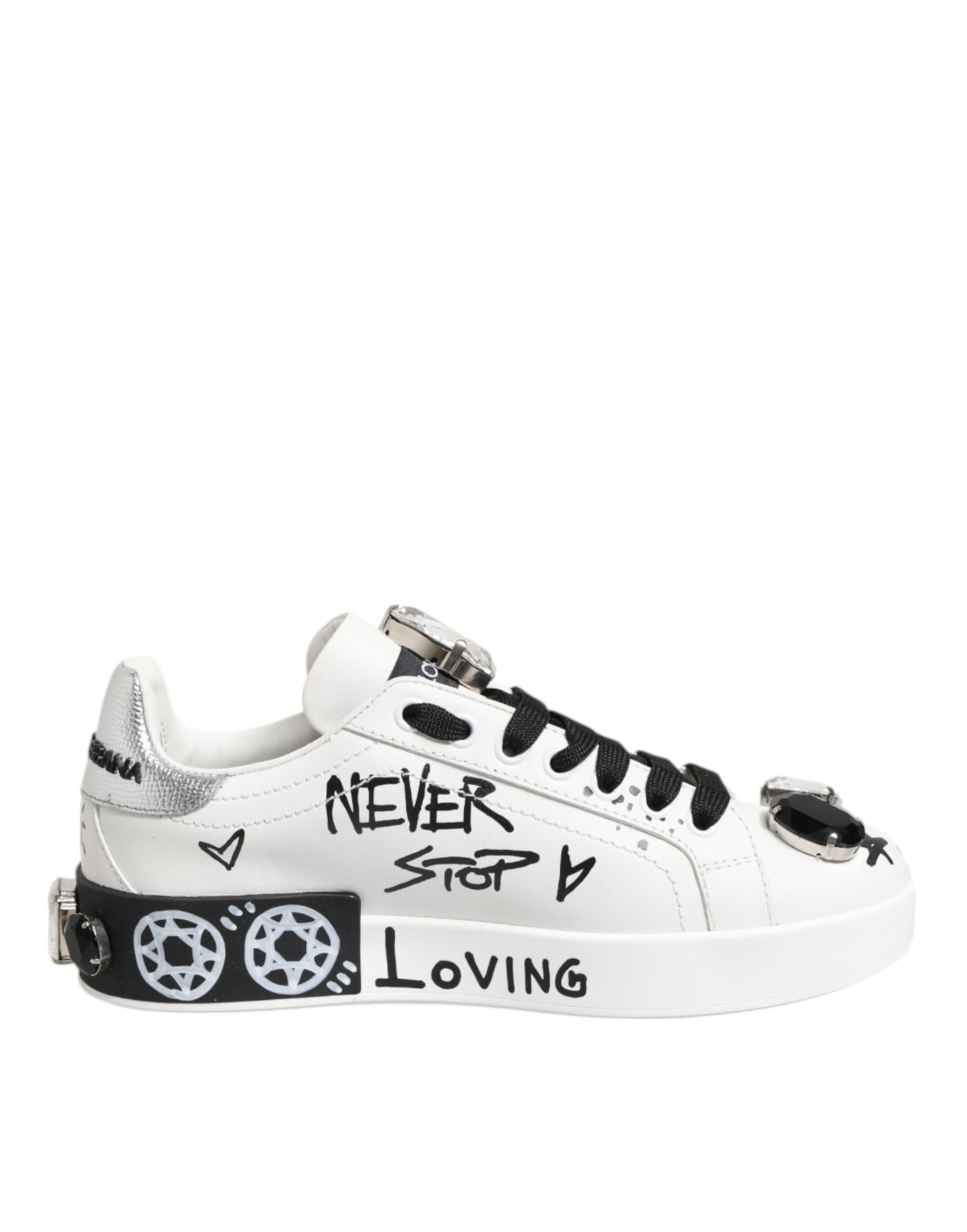 White Portofino Crystal Sneakers  Shoes